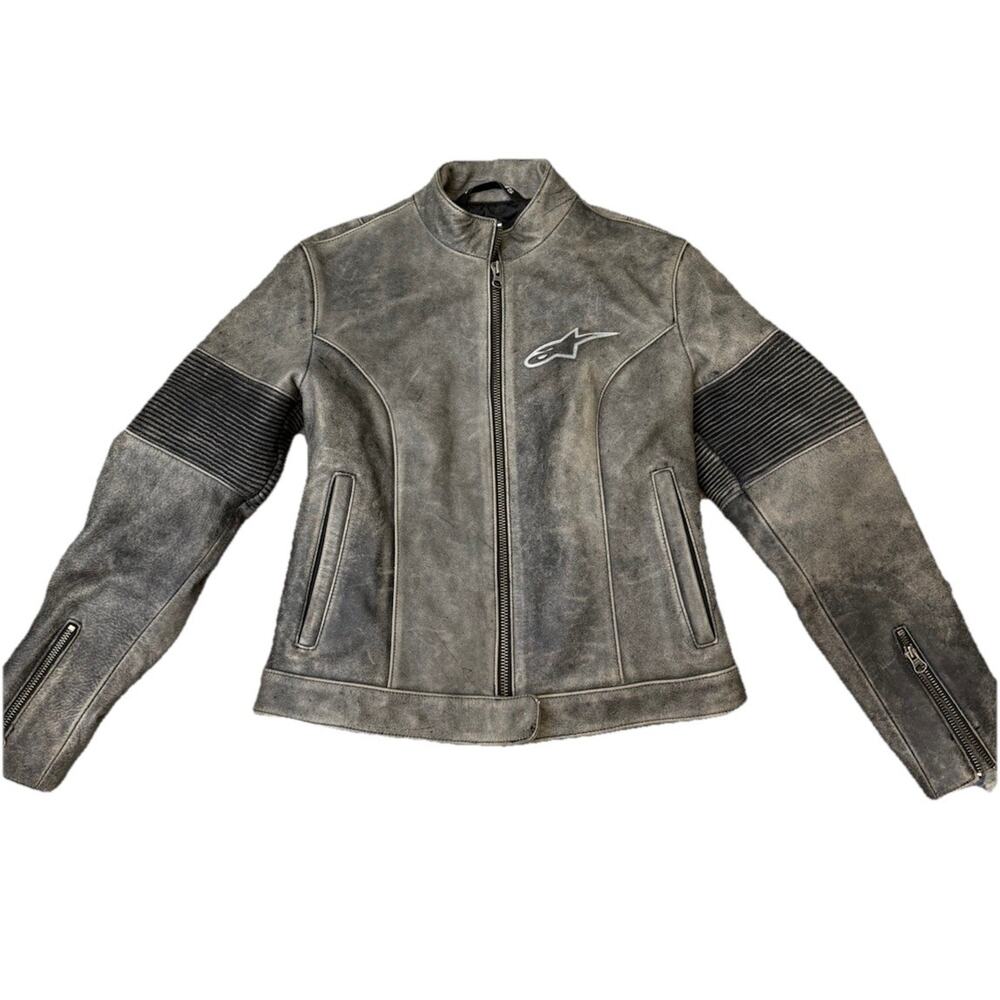 Alpinestars ladies motorcycle jacket Leather Y2K 90s Grunge Biker Gorpcore Small